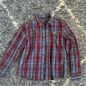 Fred Perry Burgundy and Blue Plaid Shirt